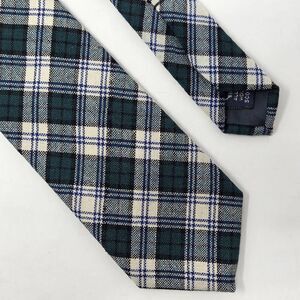 COLVEY'S MADE IN SCOTLAND WOOL TIE GREEN BLUE CREAM TARTAN PLAID 3" X 55" VTG